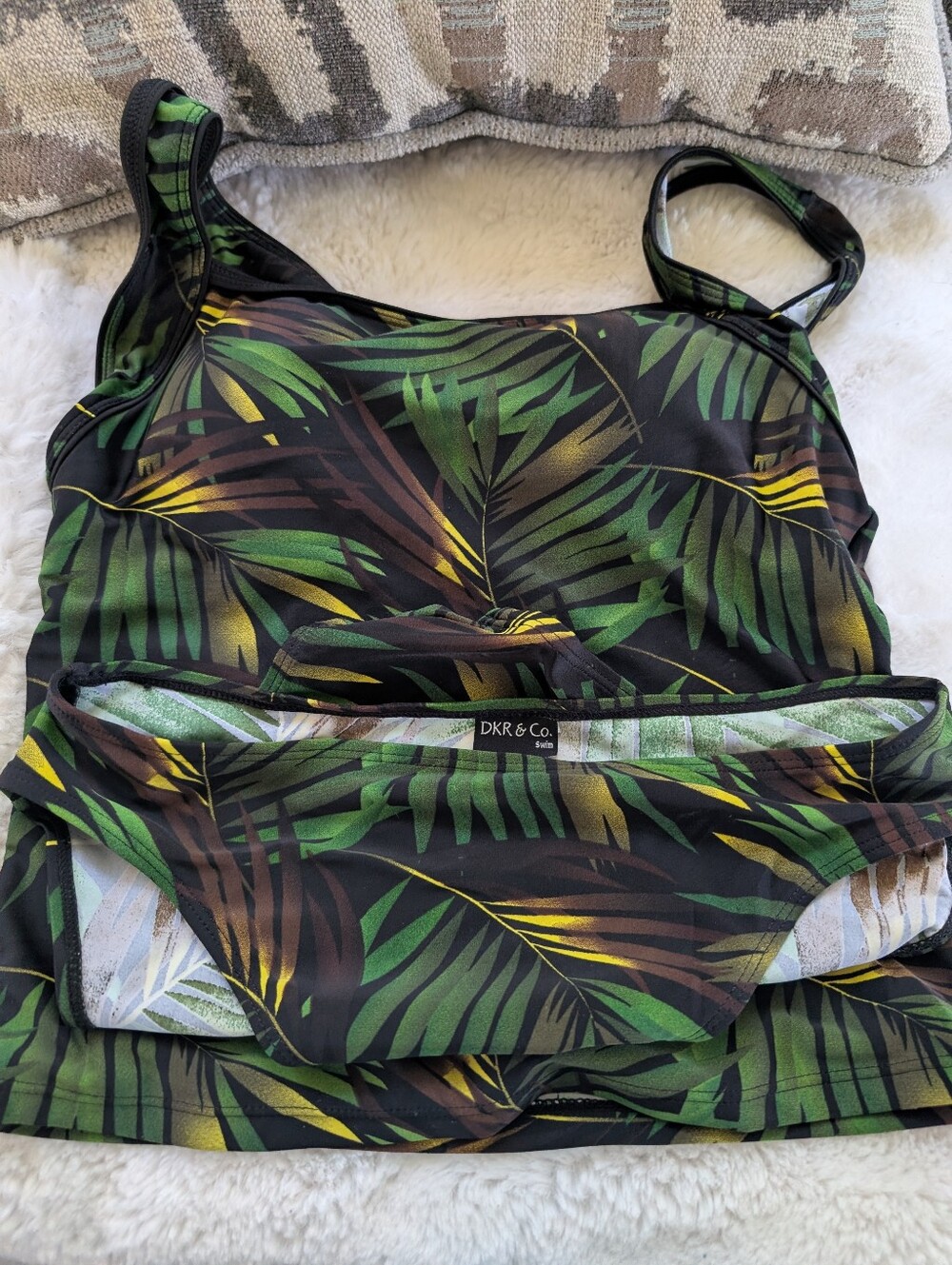 Women's Tropical Leaf Two Piece Swimsuit - Green